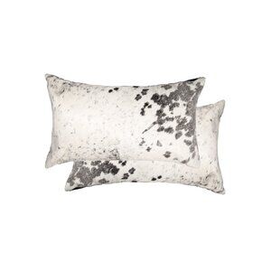 Natural Home Decor Torino Kobe Salt & Pepper Cowhide Pillow | 2-Piece | 12"x20"